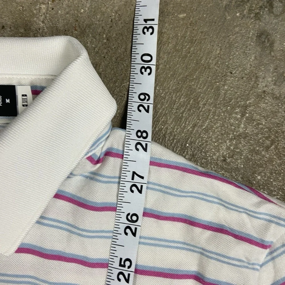 RLX Ralph Lauren Polo Shirt Size Medium White Pink Striped Golf Pony Logo